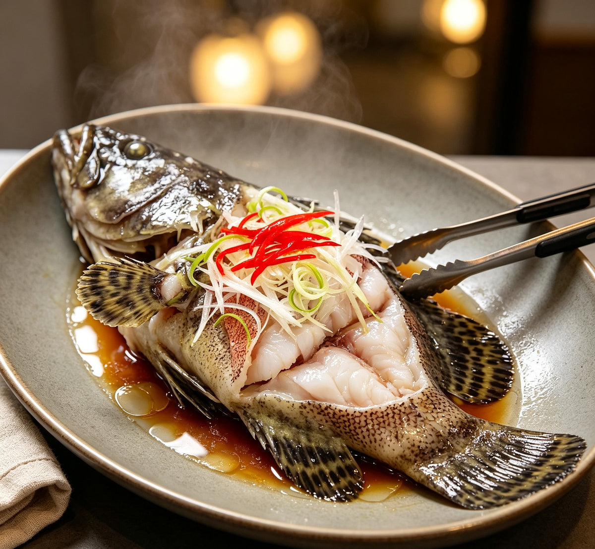 Steamed Whole Fish with Ginger and Chili